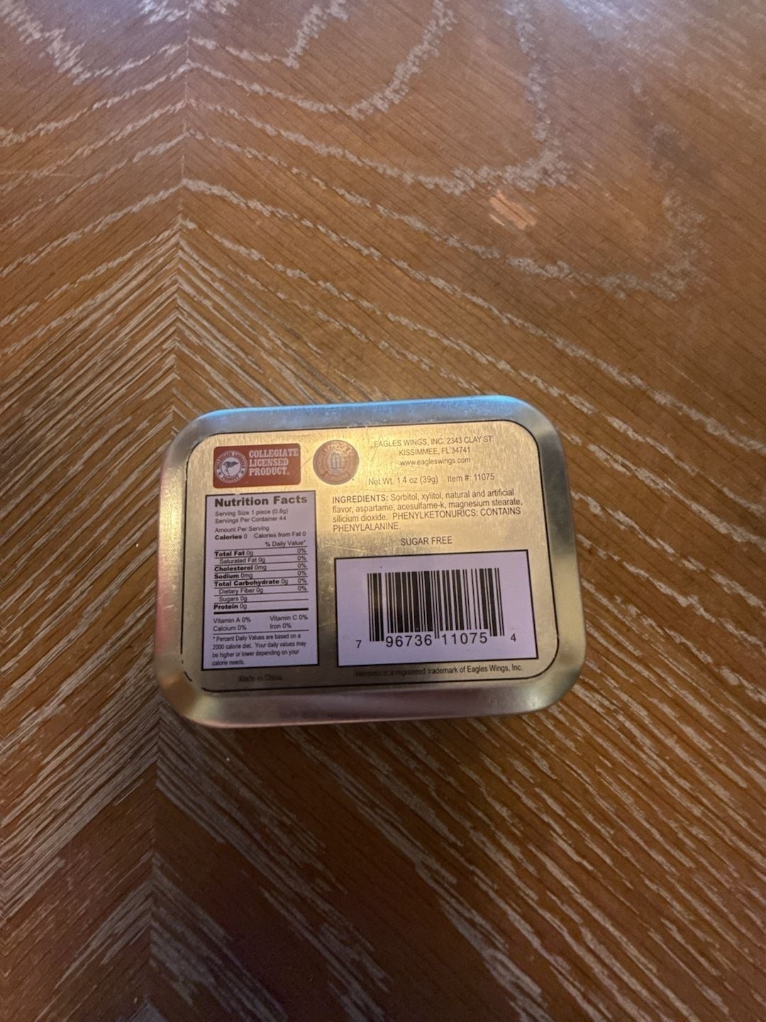 Eagles Wings Michigan Wolverines Helmints Sugar Free Peppermint Tin