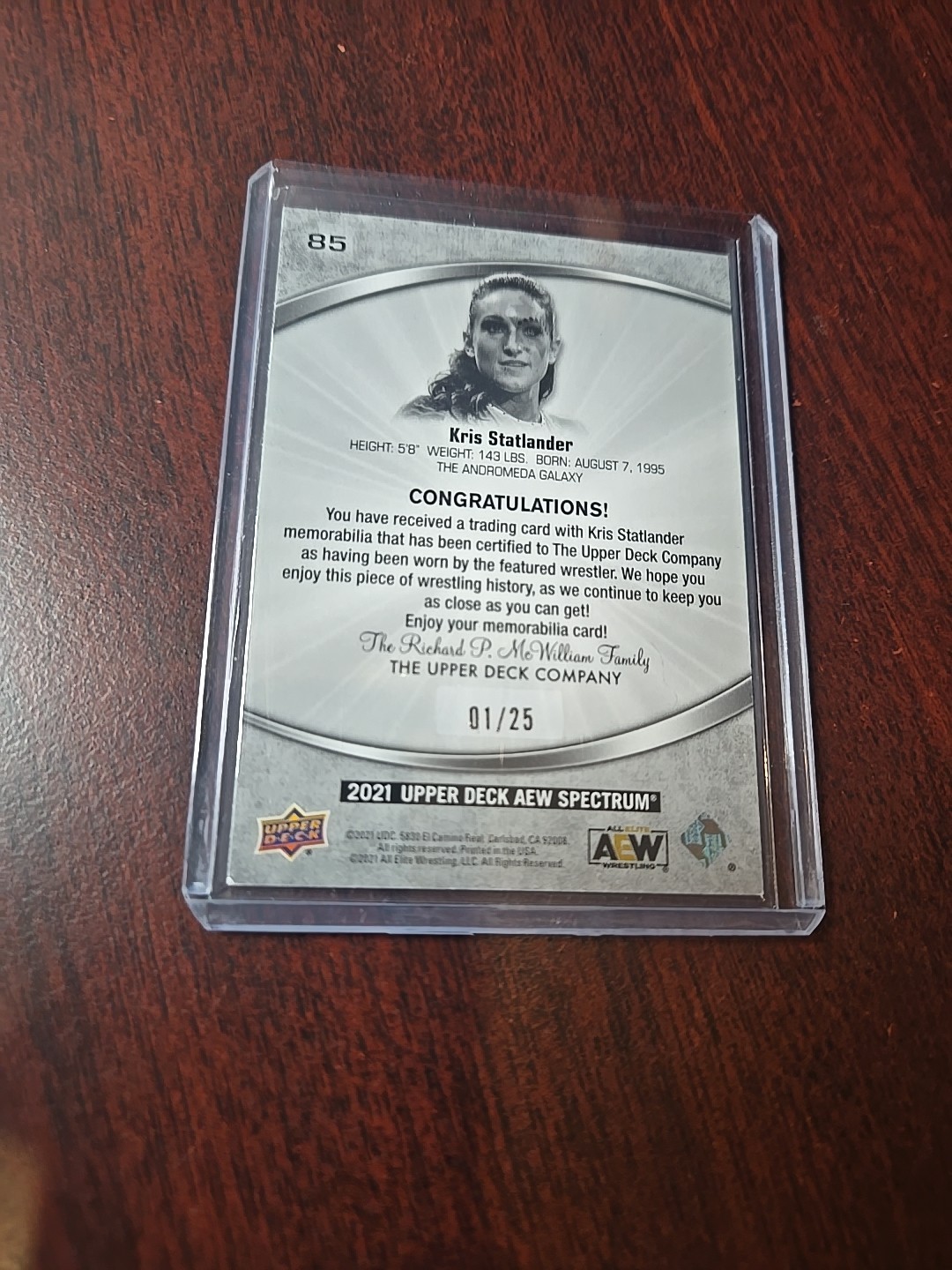2021 Kris Statlander Multicolor Relic 1/25 Spectrum AEW