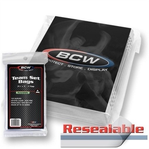 Team Set Poly Bags Card Sleeve Holder 100 Resealable Archival Quality BCW