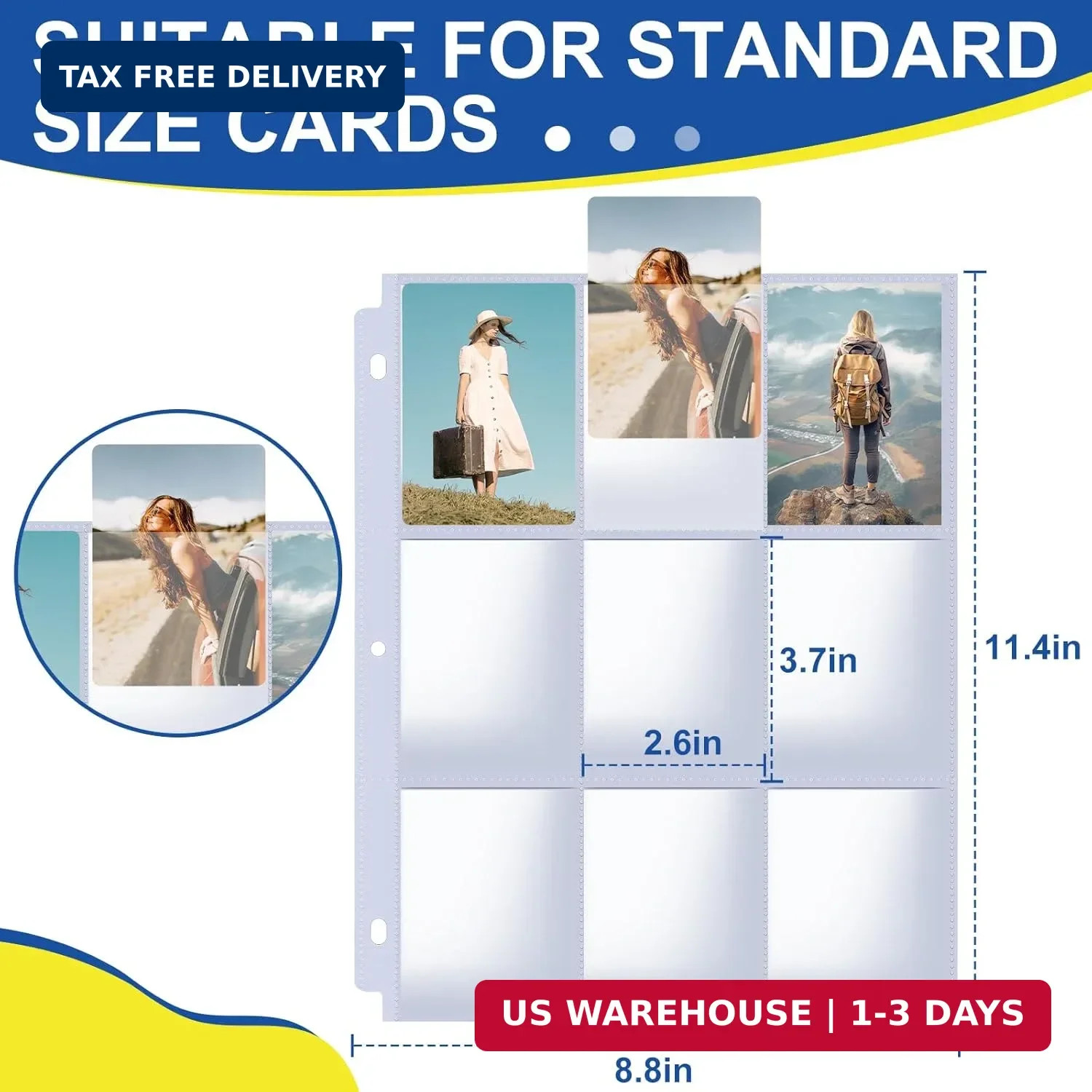 1080 Pockets Card Sleeves Binder Sheets, 9 Pocket Card Sleeves for 3 Ring Binder