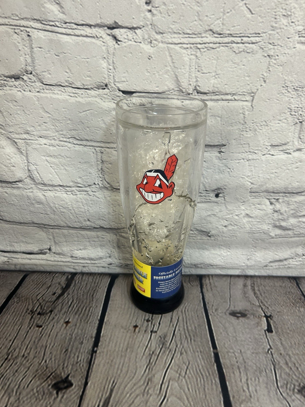 MLB Cleveland Indians Freezable Pilsner Acrylic Freezer Glass New with Tags
