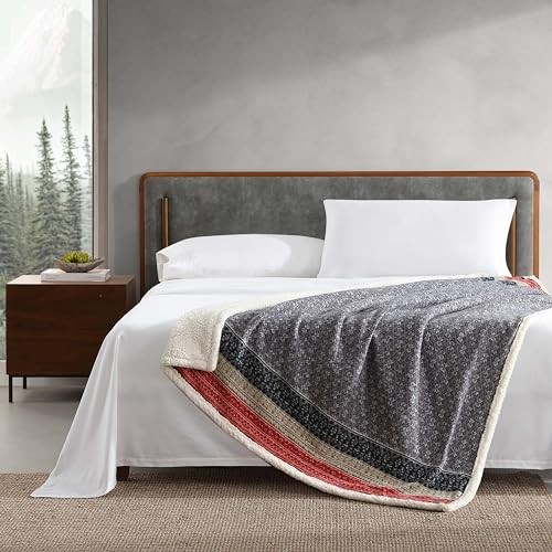 Eddie Bauer – Throw Blanket, Brushed Fleece & 50″ x 70″, Fair Isle Dark Steel