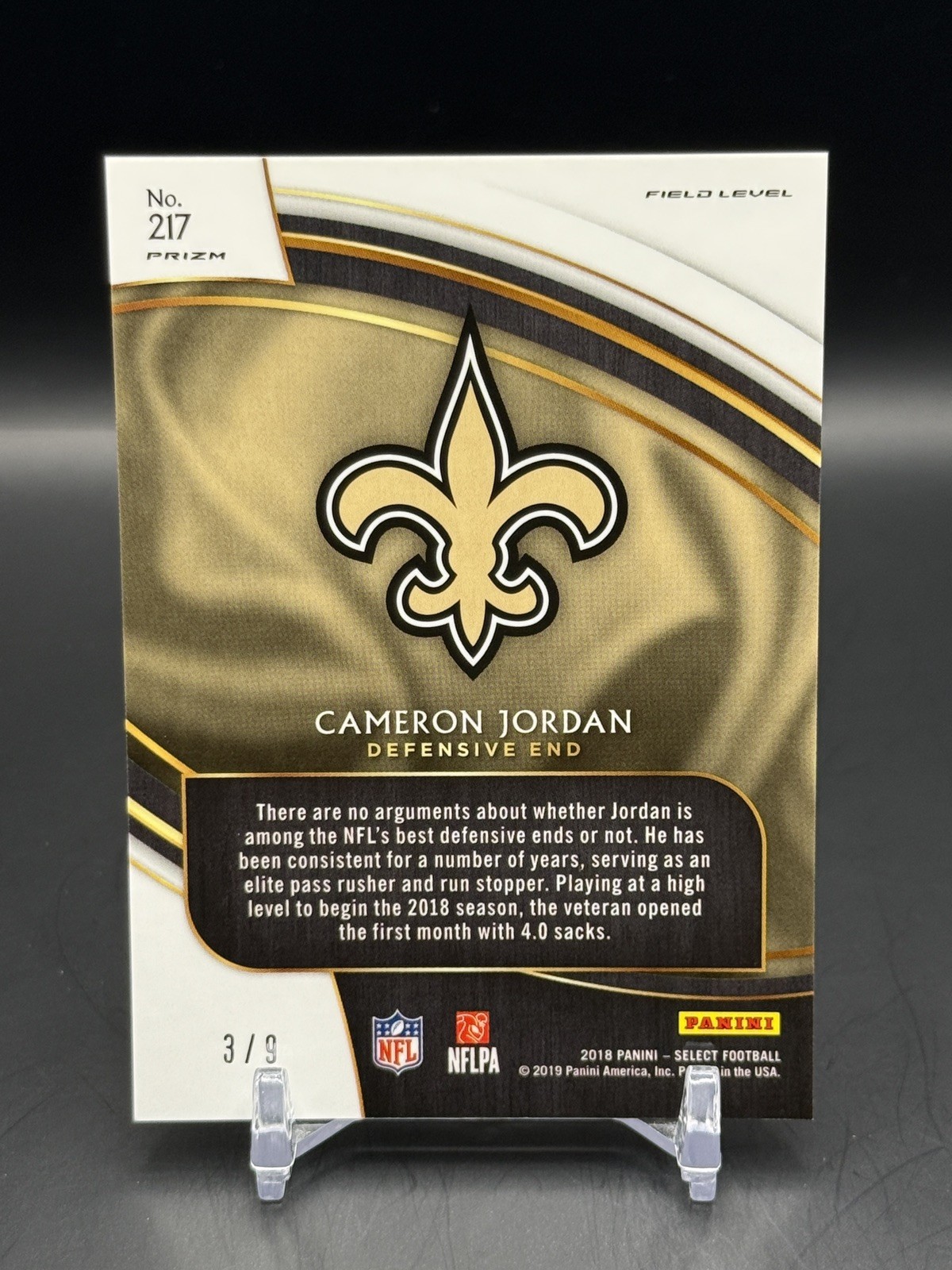 2018 Select Field Level Neon Orange Pulsar #217 Cameron Jordan 3/9!