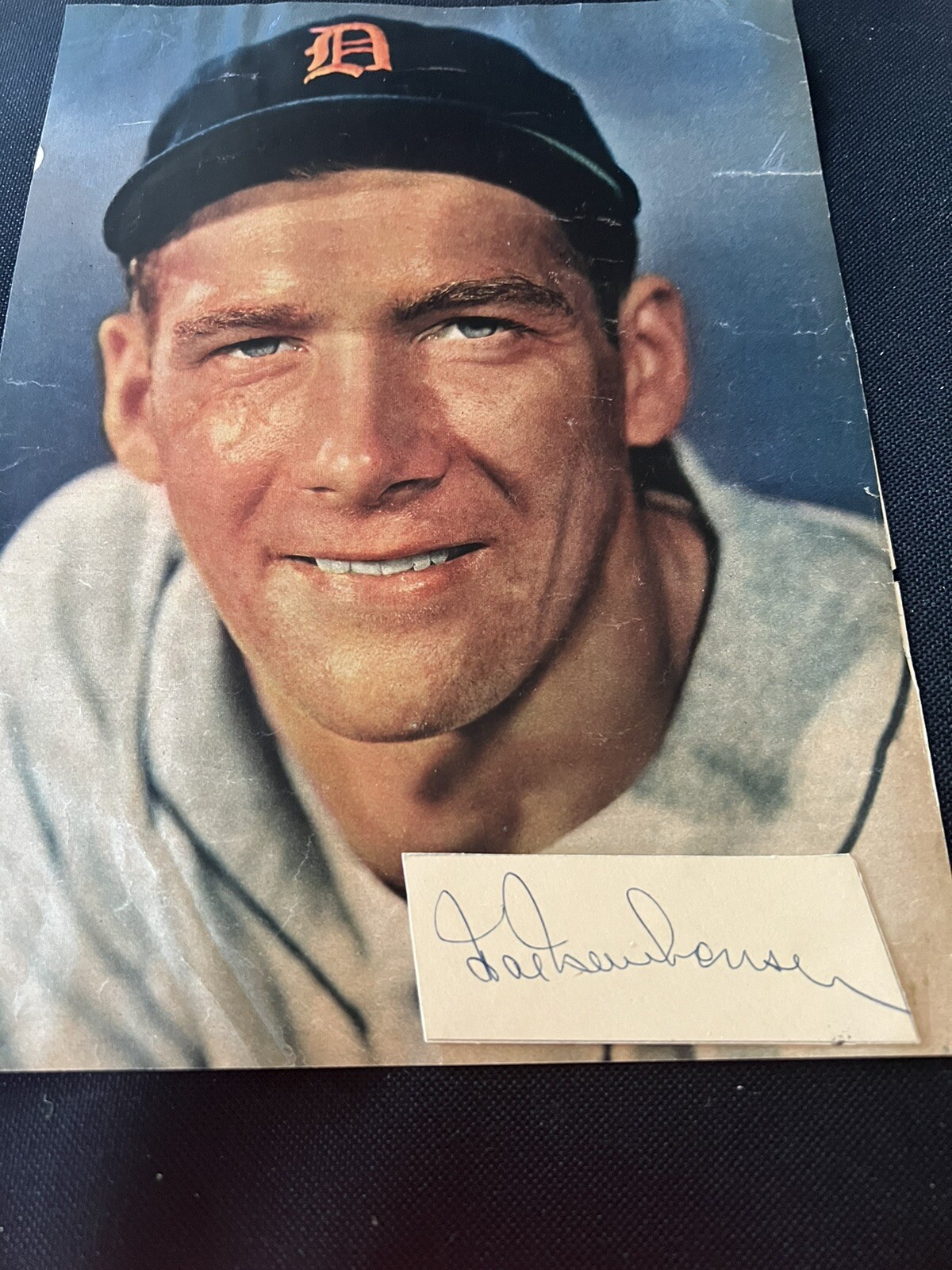 Hal Newhouser -Autographed Cut Index Card With Picture