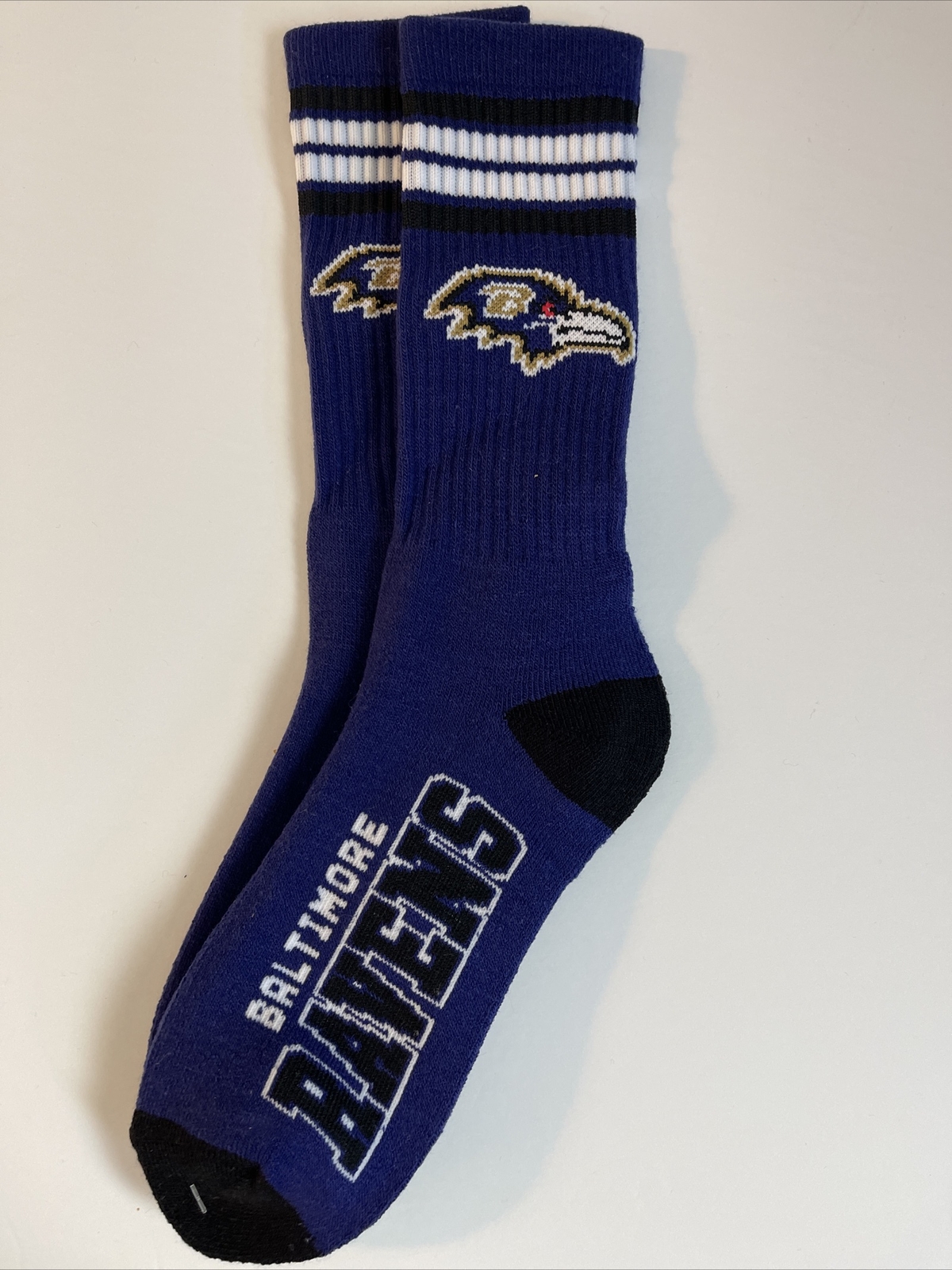 Baltimore Ravens Adult Socks FBF 4-Stripe 1 Pair- Large New Free Ship (D)