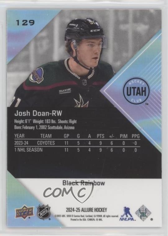 2024-25 Upper Deck Allure Rookies Black Rainbow Josh Doan #129 Rookie RC 14sr