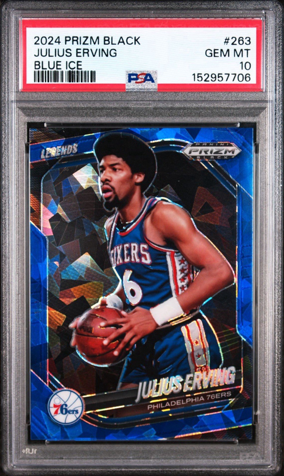 2024 Prizm Black Julius Erving Blue Ice /125 PSA 10!