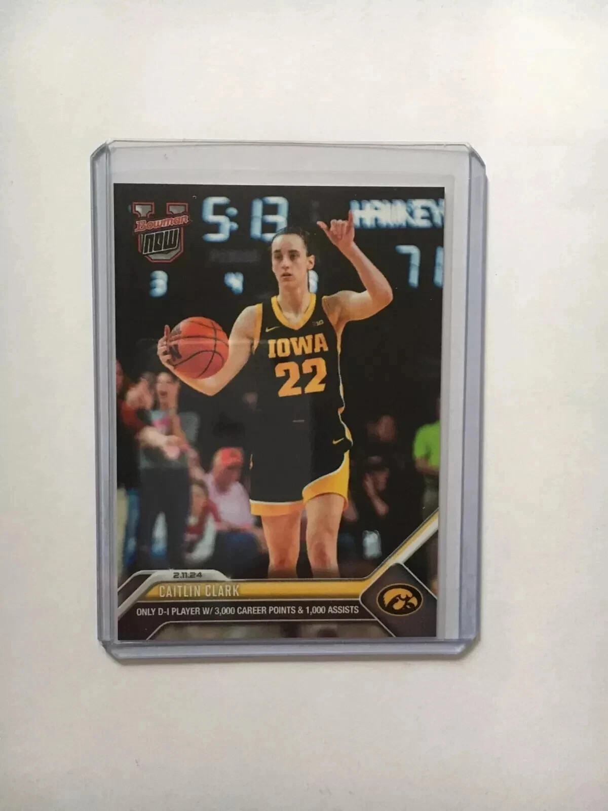 2023-24 BOWMAN U NOW #48 CAITLIN CLARK ONLY PLAYER WITH 3000 POINTS 1000 ASSISTS