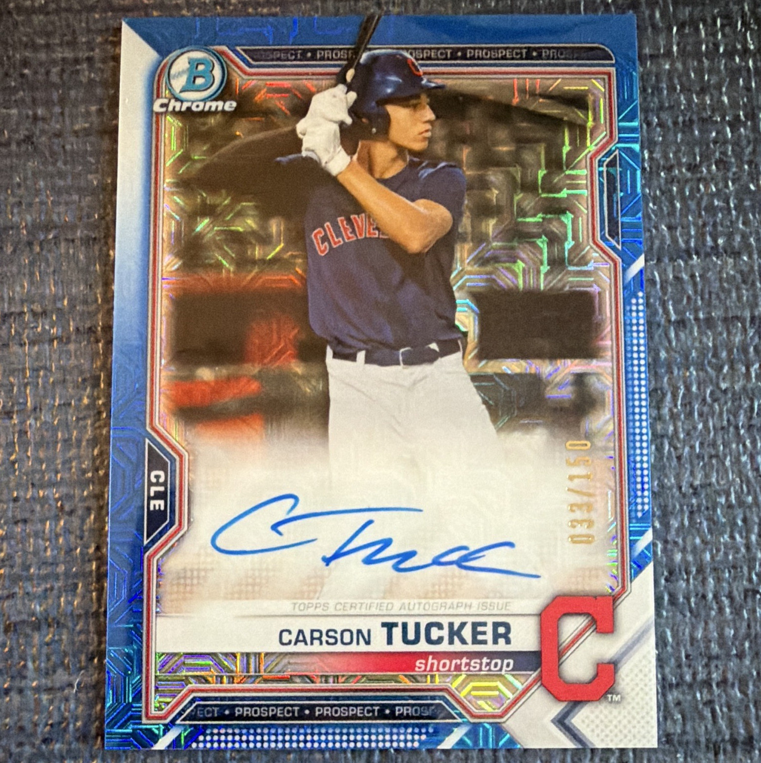 Topps 2021 Bowman Carson Tucker #BMA-CT Mega Mojo Auto Blue /150 RC