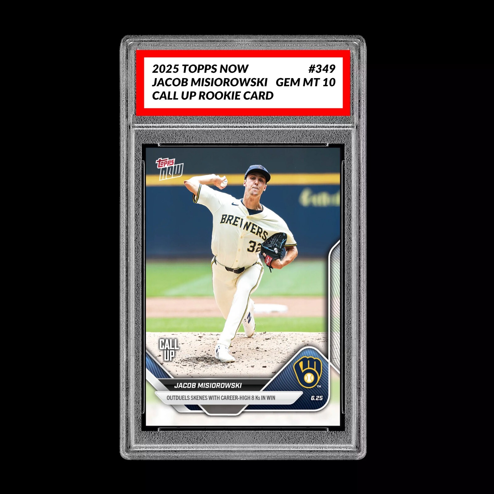 Graded 10 Jacob Misiorowski 2025 Topps Now #349 RC Rookie CALL UP