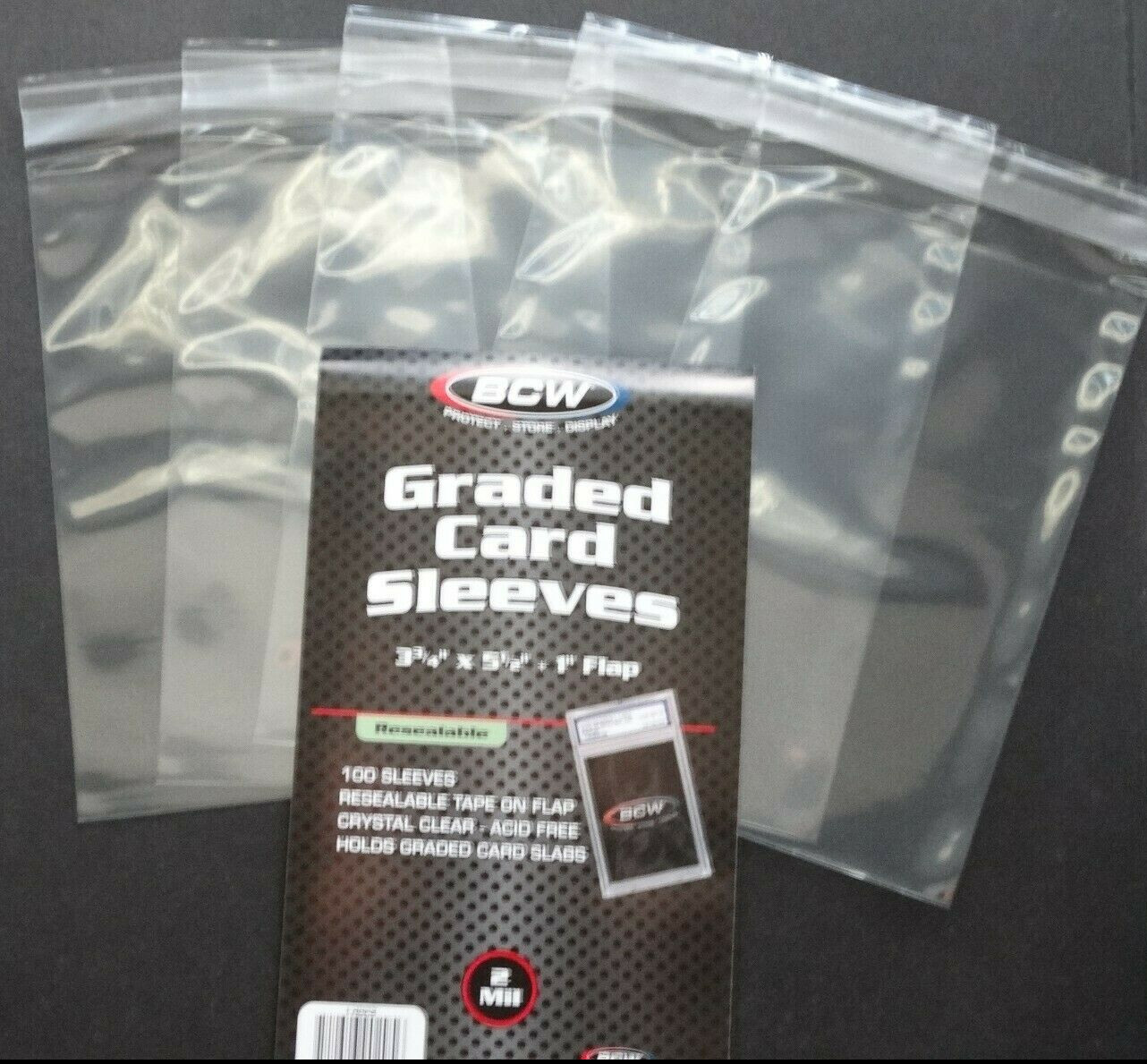 (5 Loose Sleeves) BCW Resealable Graded Card Sleeves For Trading Cards
