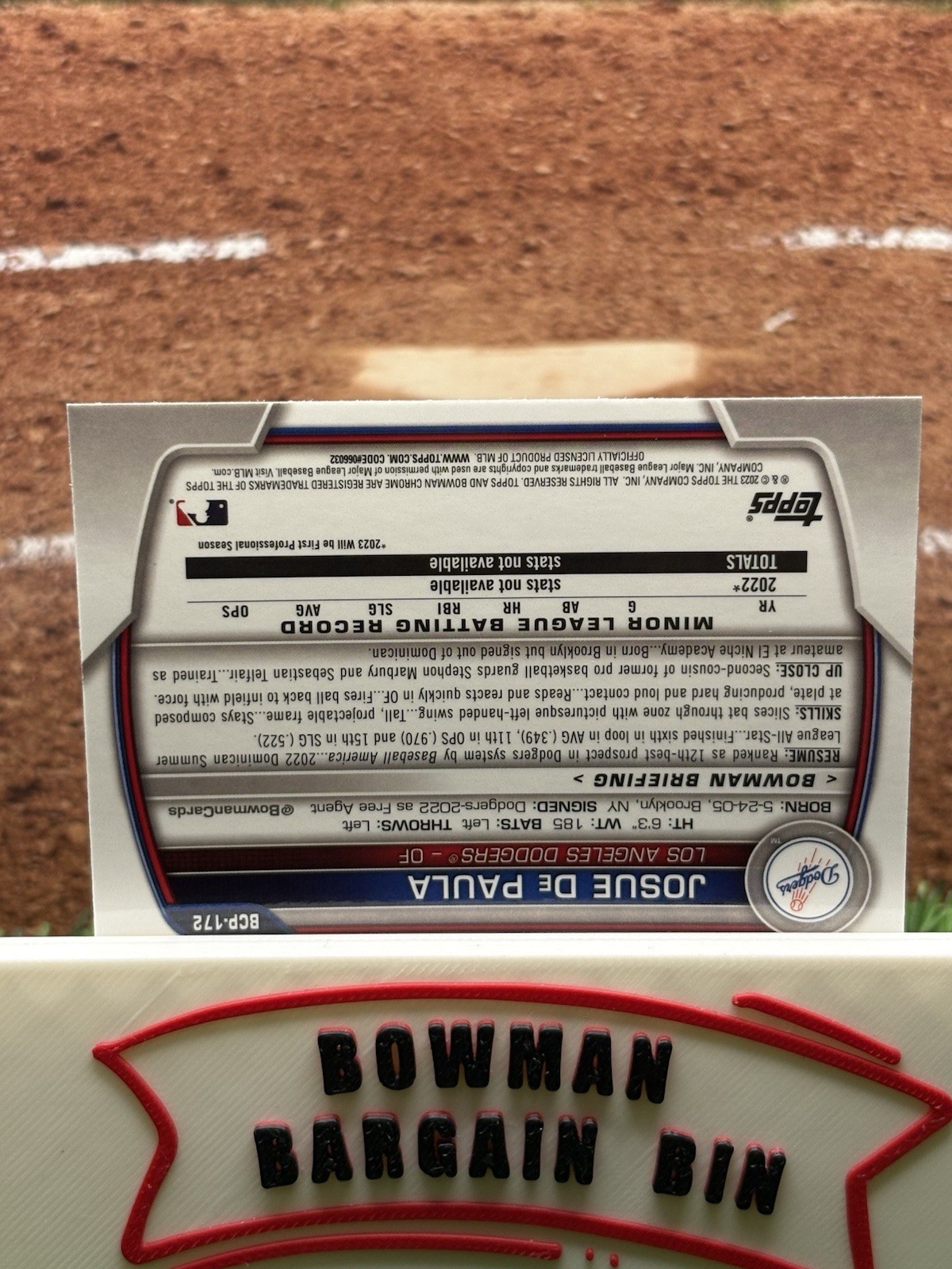 2023 Bowman Chrome – Prospects Josue De Paula #BCP-172 Mojo Refractor (RC)