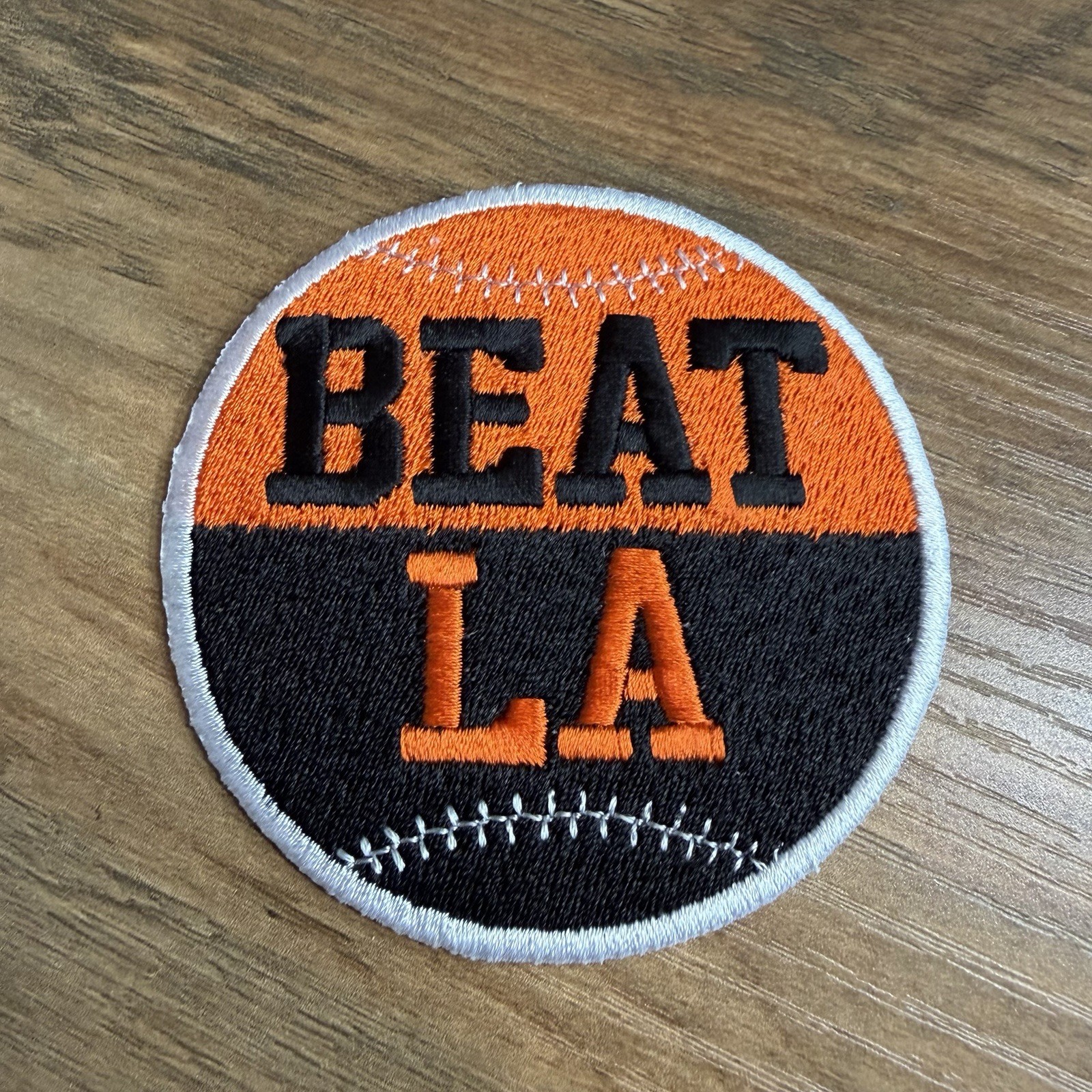 San Francisco Baseball Team Orange & Black BEAT LA Souvenir Art Gift Patch (3in)