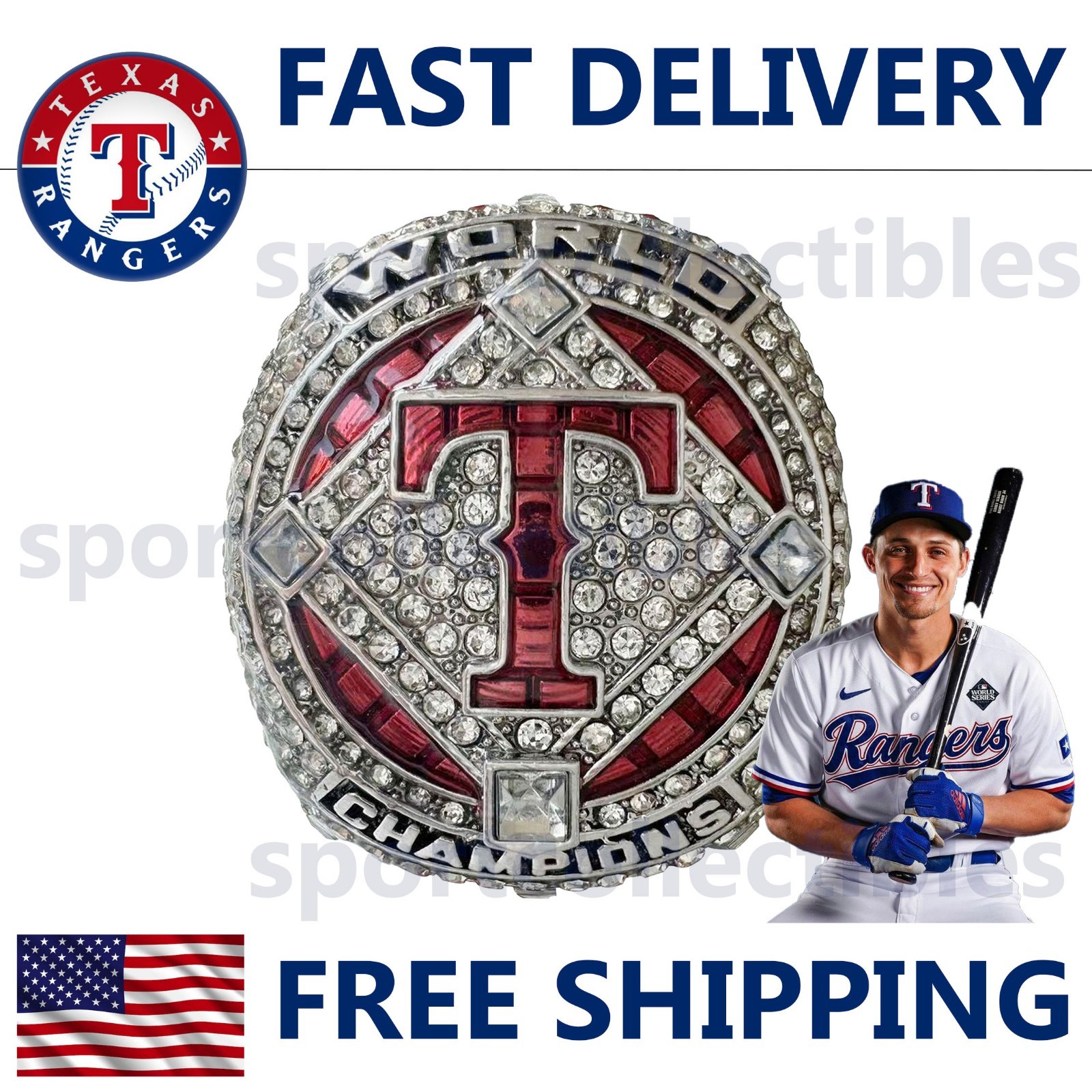 2023 Texas Rangers World Series – SEAGER #5 – Fan Gift – MLB Replica Ring