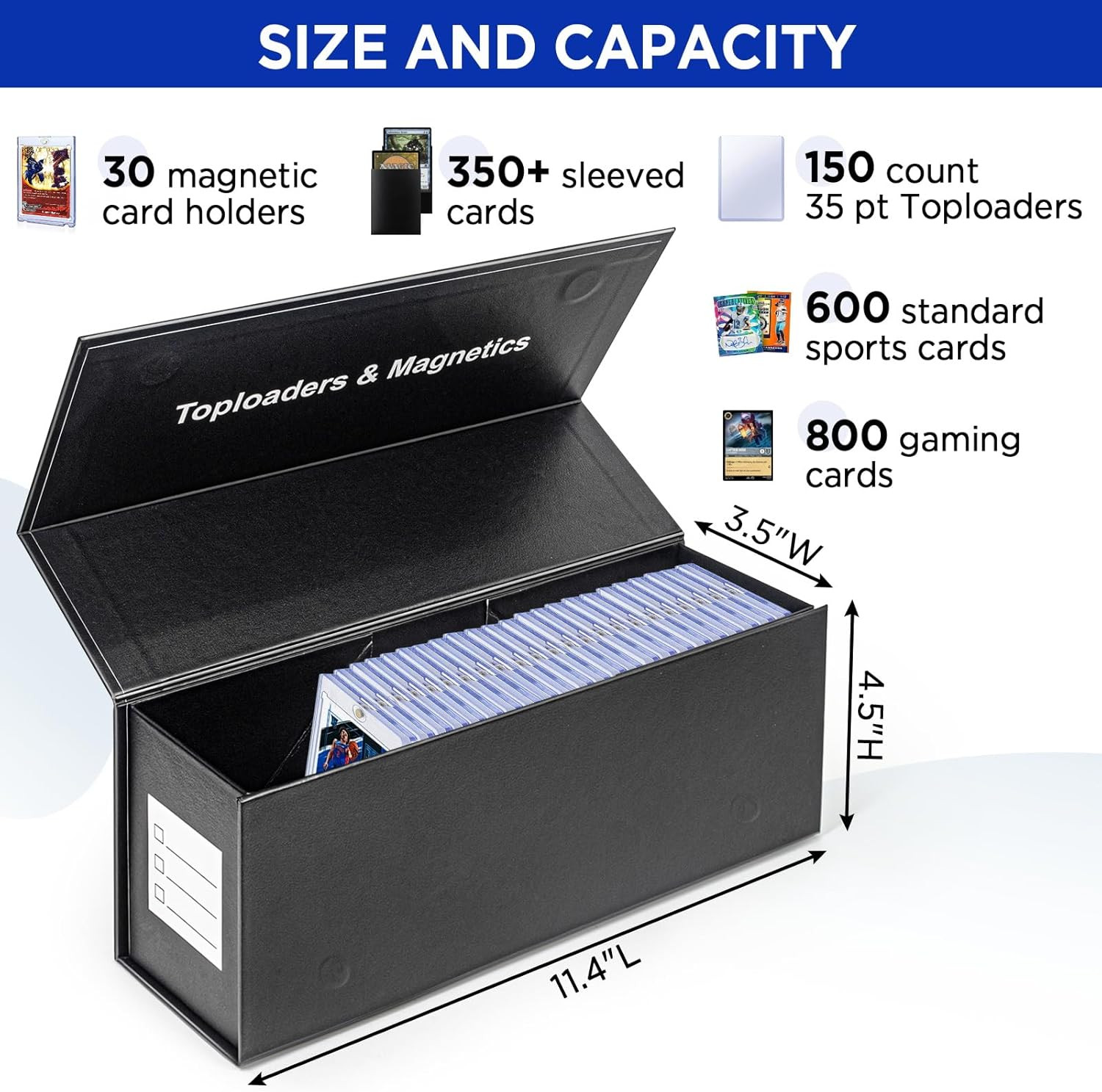 Top Loaders Storage Box for Trading Cards, Vertical Magnetic Closure Sports Card