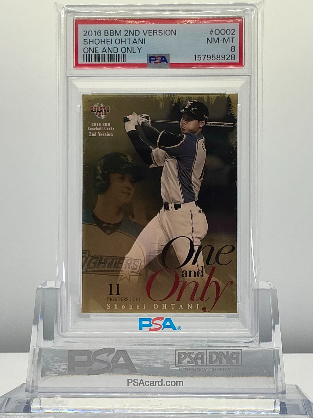 SHOHEI OHTANI 2016BBM 2ND VERSION ONE AND ONLY #OO02 PSA8!POP9!(RC)
