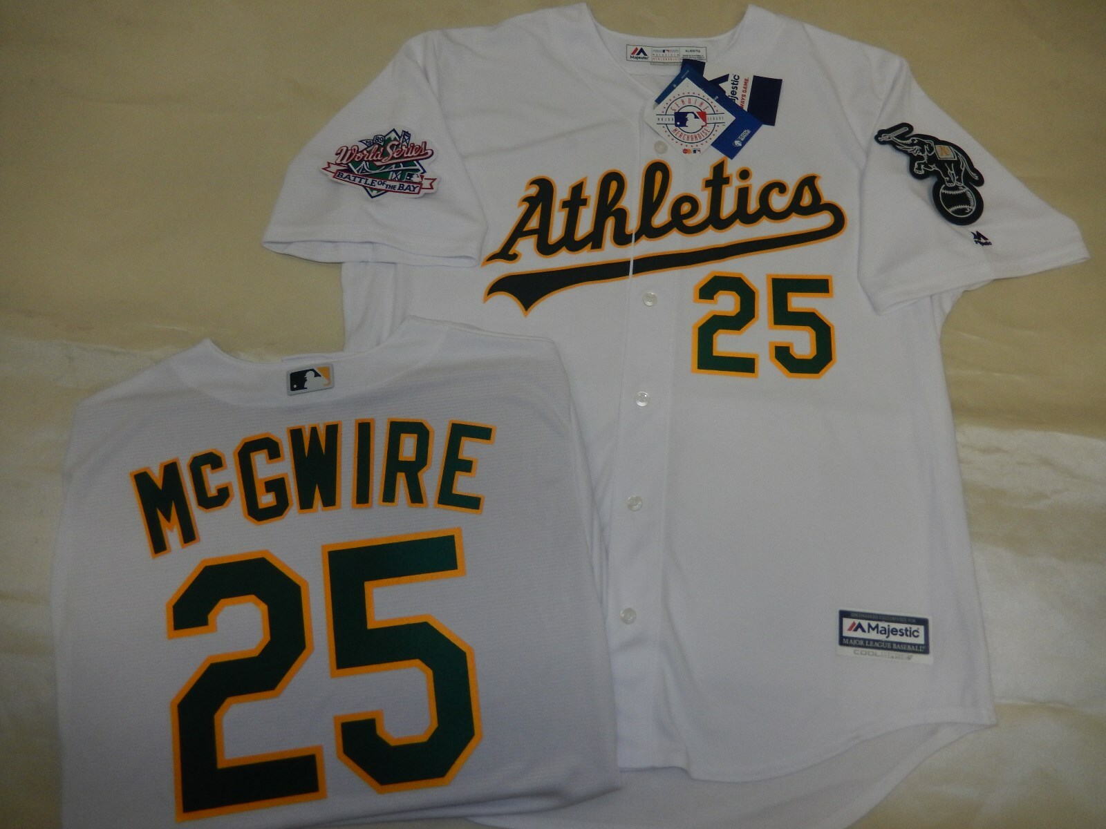 9927 Oakland A’s MARK McGWIRE 1989 World Series Baseball JERSEY New WHITE