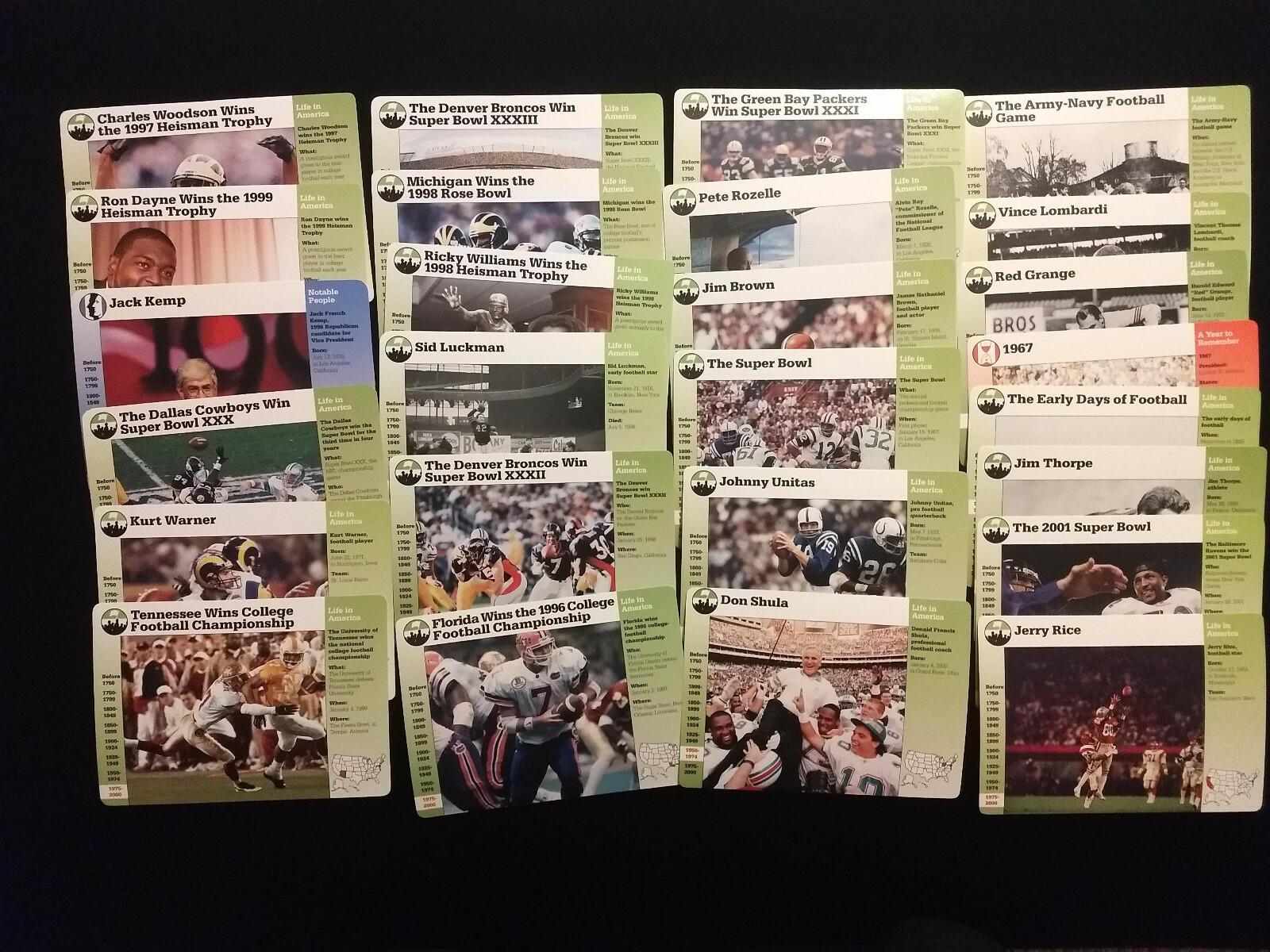 1994-2001 Grolier Story of America Football singles – Choose from list – Nrmt+