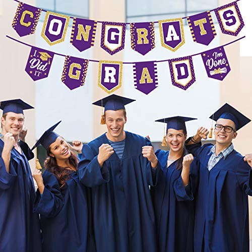 2025 Graduation Banner – No DIY Required Graduation Party Supplies Purple
