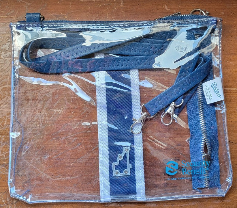 Los Angeles LA Dodgers Clear Transparent Stadium Bag Adjustable Strap White Blue