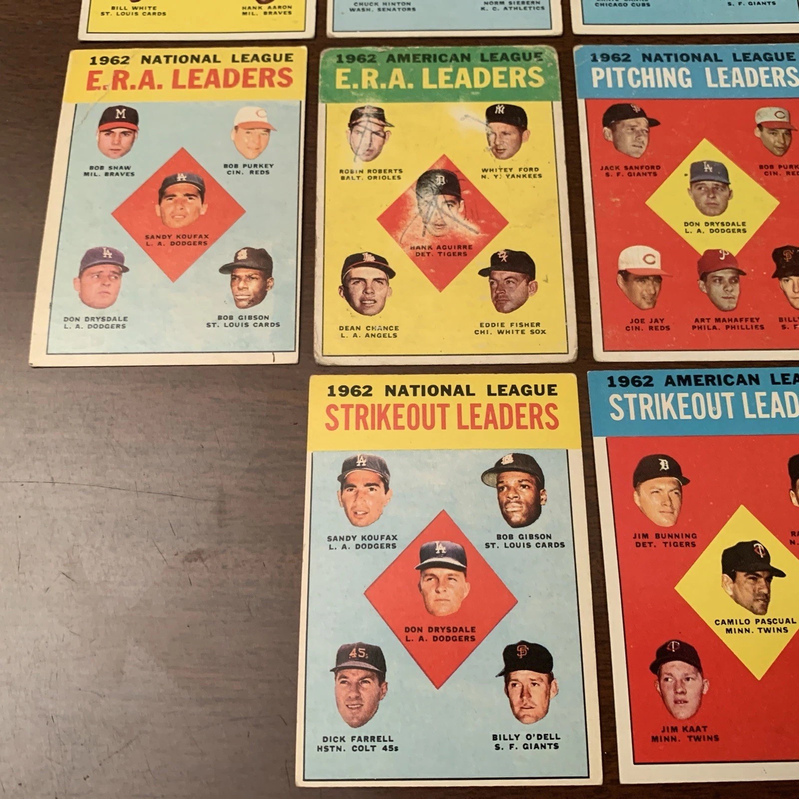 1963 Topps MLB Baseball Set/#1–4/LEADER CARDS/NYY Mantle/Mays/Aaron/Maris/Banks+