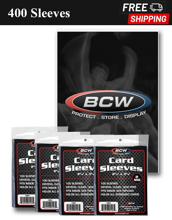 400 BCW Standard Trading Sports Baseball Card Sleeves Poly Topload Bags Holders