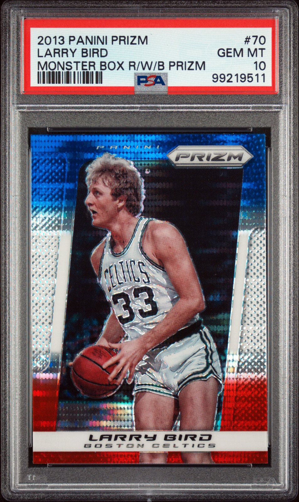 Larry Bird 2013 Prizm #232 Red White Blue Monster Box Prizm Celtics PSA 10 GEM