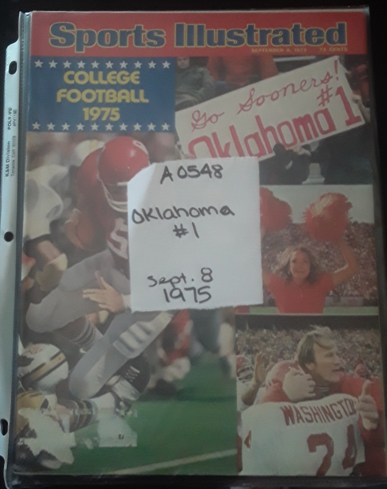 VTG Sports Illustrated September 8th 1975 NCAA Football Oklahoma Sooners No. 1