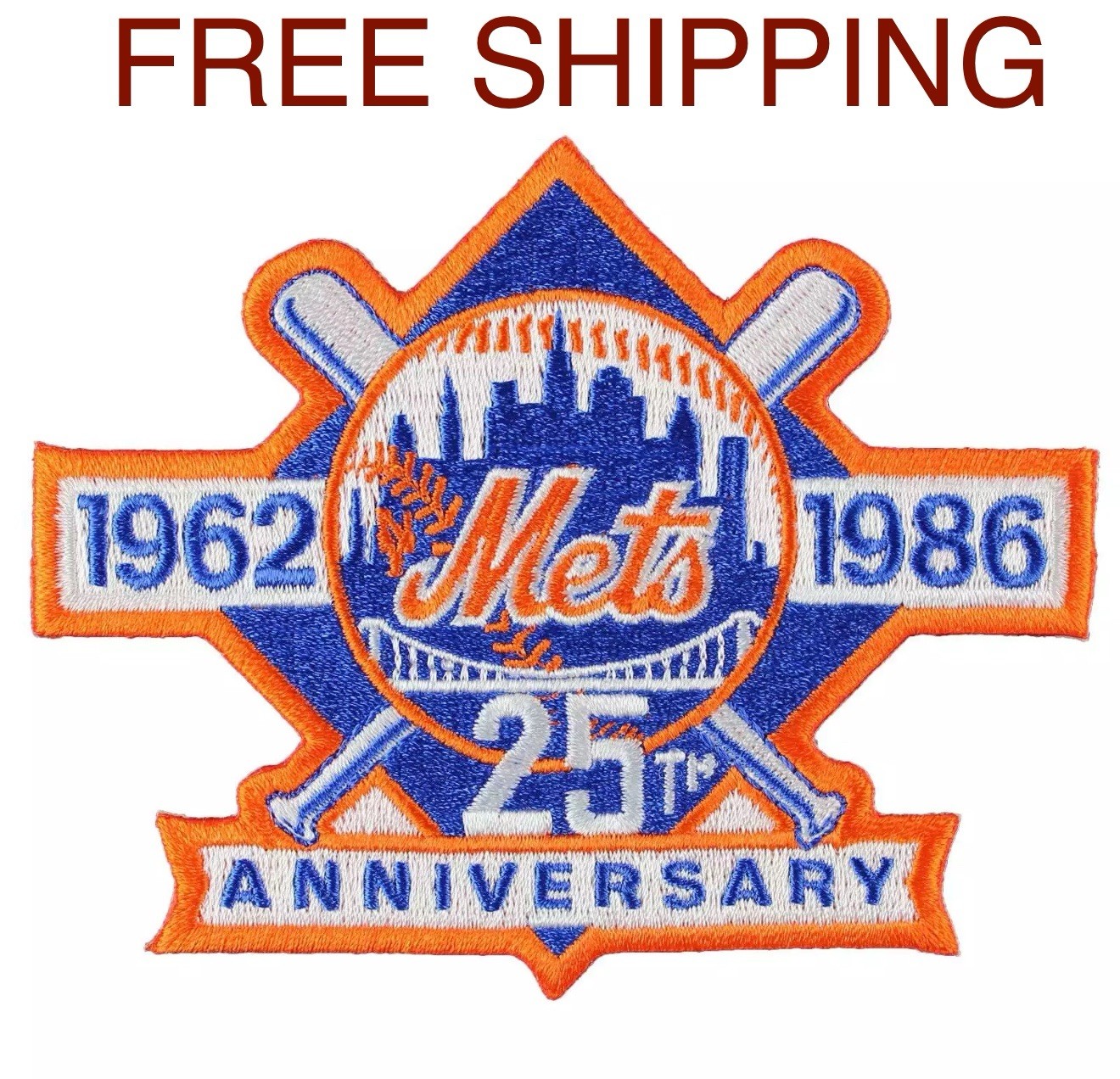 1986 New York Mets 25th Anniversary Logo MLB Jersey Sleeve Emblem Patch Iron Sew
