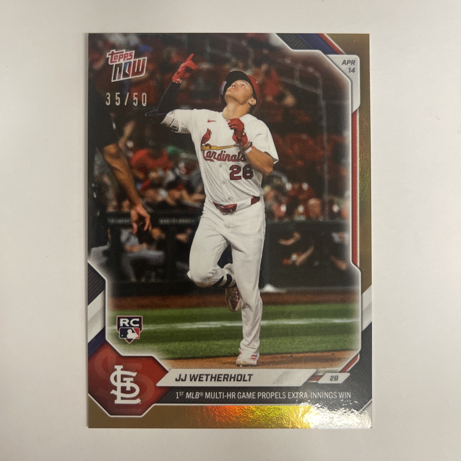 2026 Topps Now JJ Wetherholt #86 RC Rookie Gold 35/50 CARDINALS