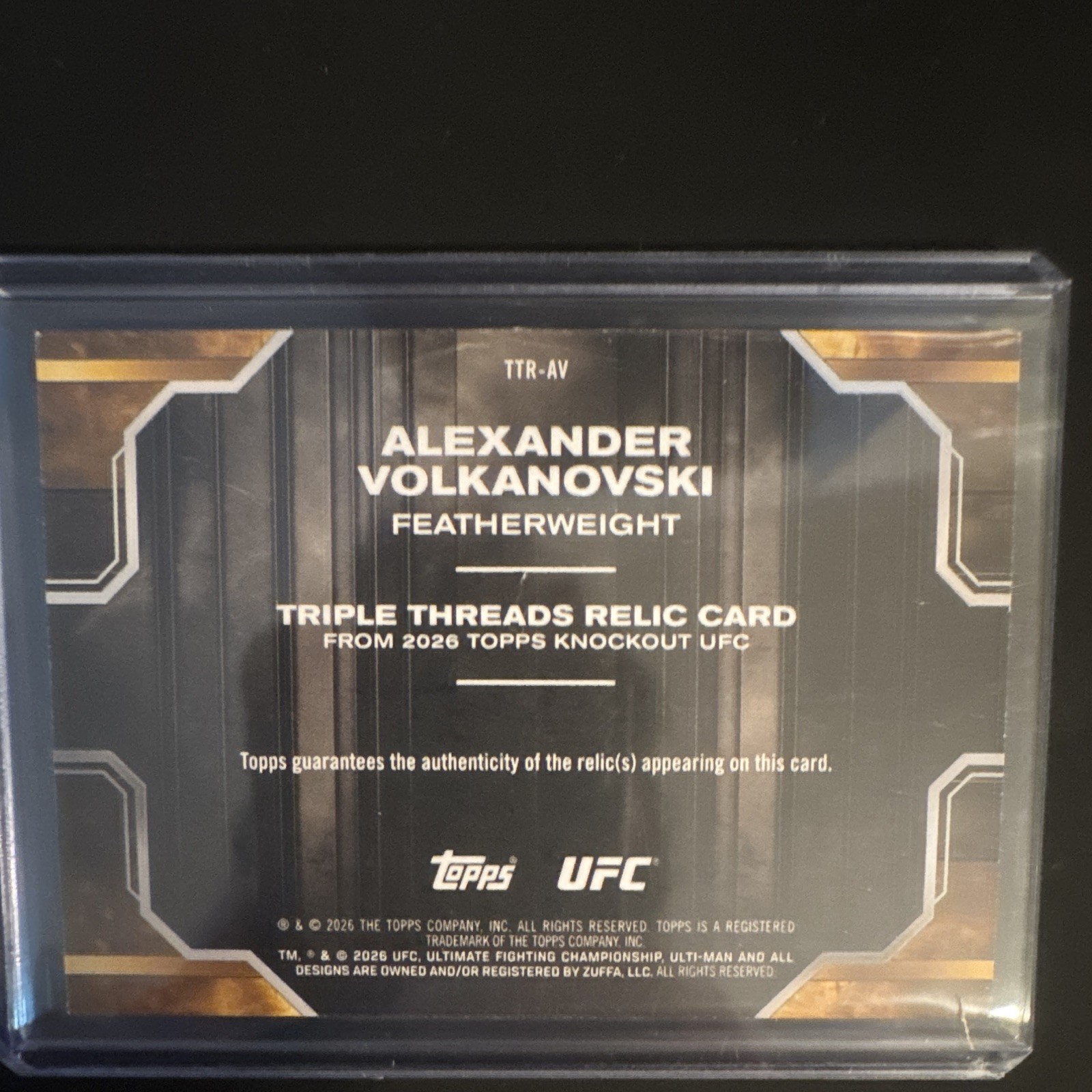 Topps 2026 Knockout UFC Alexander Volkanovski TTR-AV 144/199 triple thread