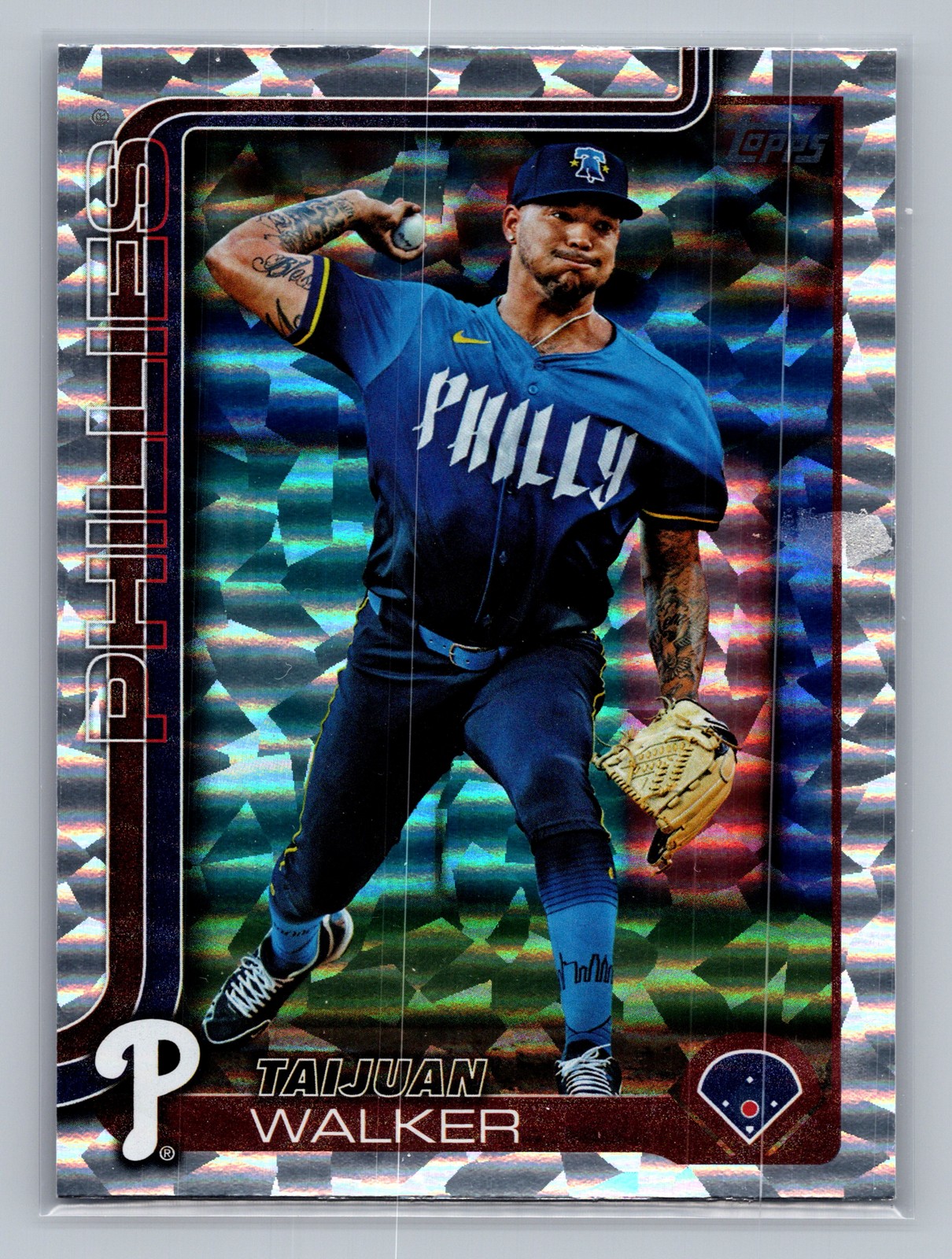 2025 Topps #351 Taijuan Walker Silver Crackle Foilboard