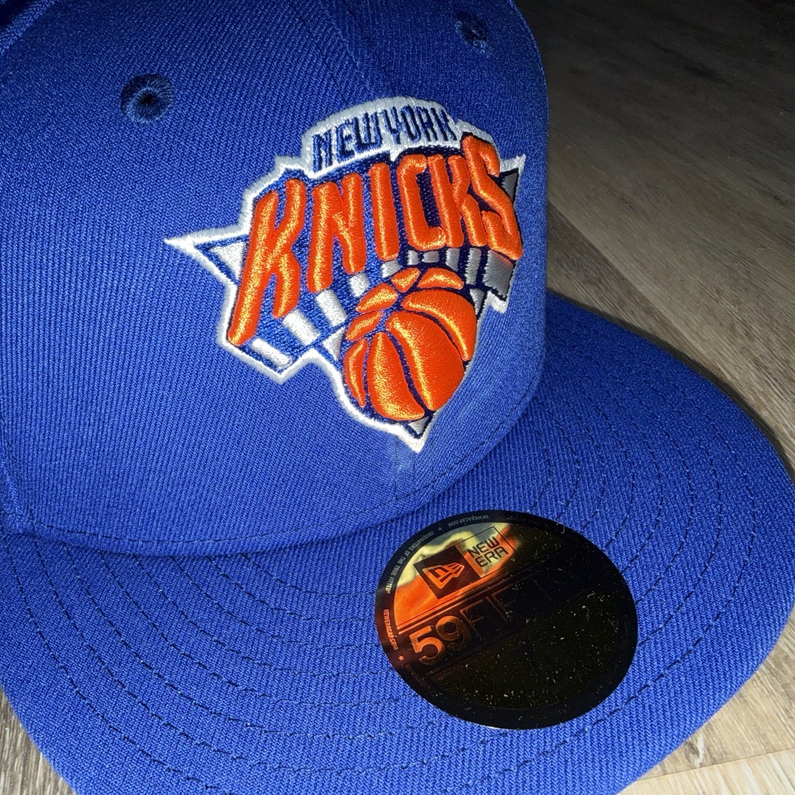 New York Knicks NBA Finals Patch Fitted Hat New Era Authentic 59FIFTY Blue