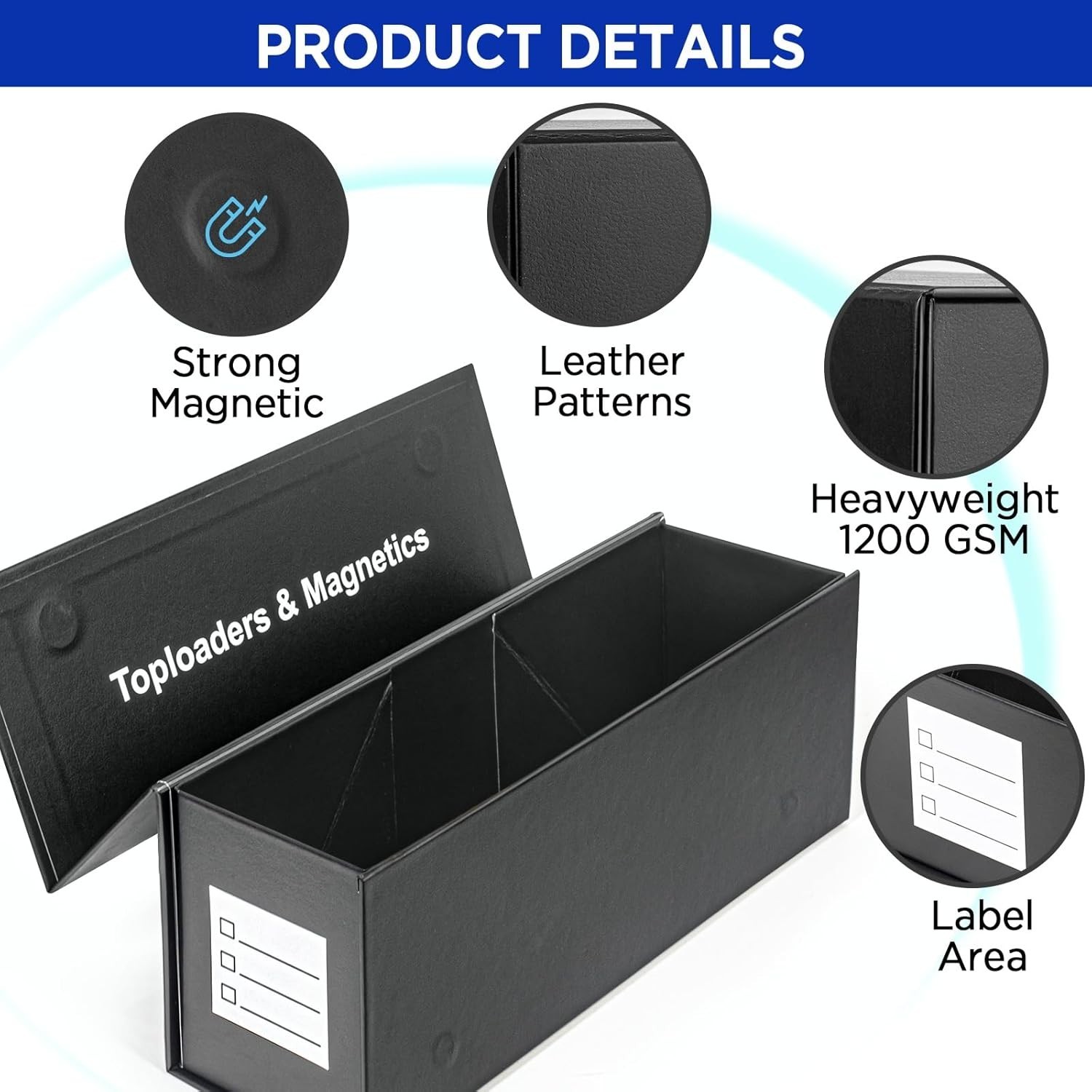Top Loaders Storage Box for Trading Cards, Vertical Magnetic Closure Sports Card