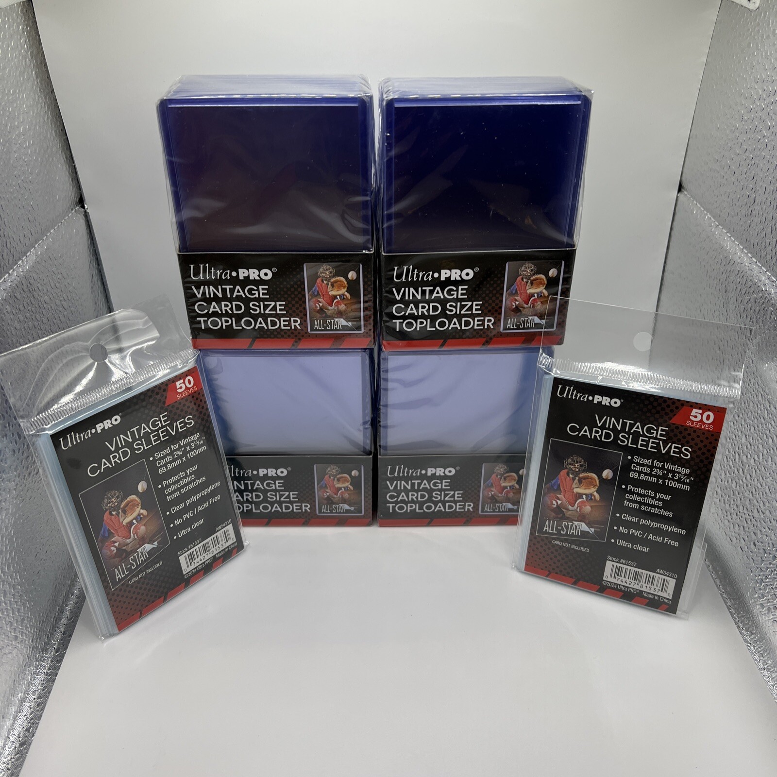 Ultra Pro Toploaders 35pt 4 Packs of 25 for VINTAGE SIZED Cards AND Sleeves