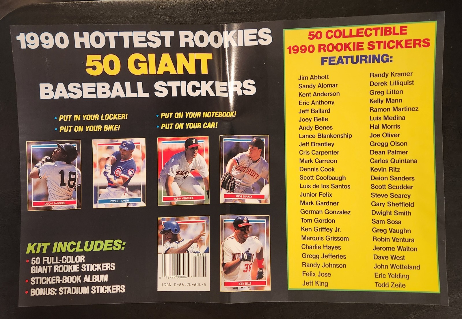 Publications International 1990 Hottest Rookies Baseball Sticker Album 50 Stick…