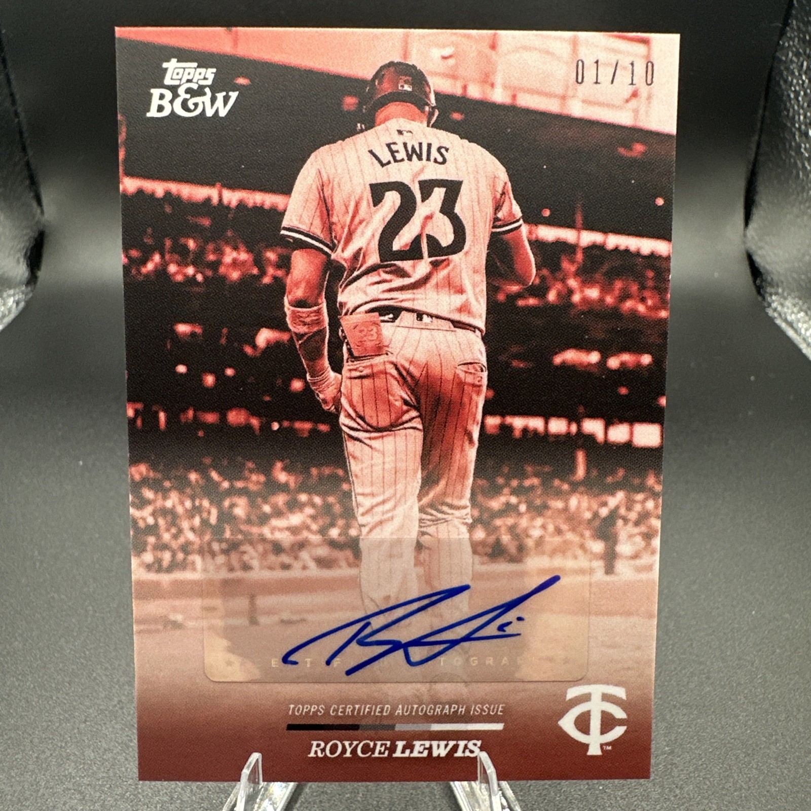 2024 Topps Black & White Royce Lewis Auto 99-A Red Tint #1 of 10 Minnesota Twins