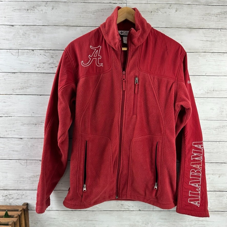 Columbia Alabama Crimson Tide Mens Small Full Zip Fleece Jacket Embroidered