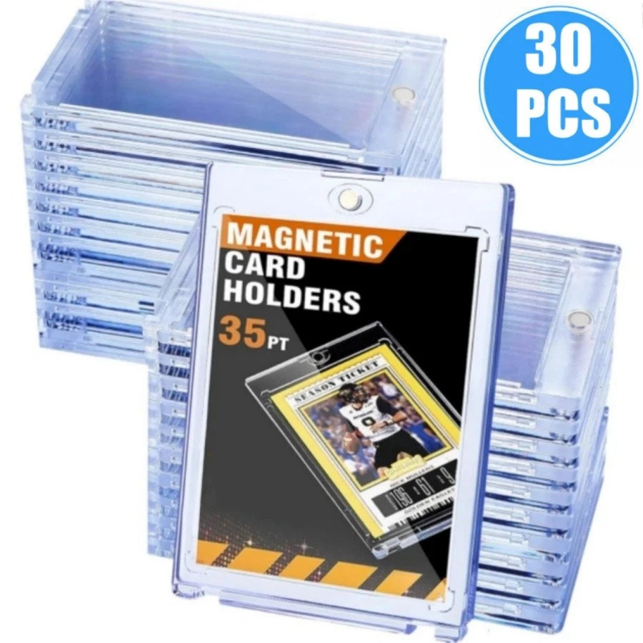 30 Pack Ultra-Thin Magnetic Trading Sports Card Holder 35pt One-Touch Hard Case