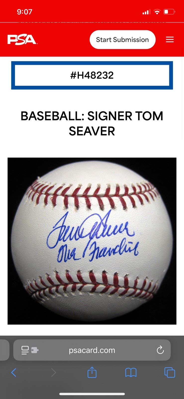 Tom Seaver Signed Rawlings Official MLB Baseball “The Franchise” PSA/DNA Mets