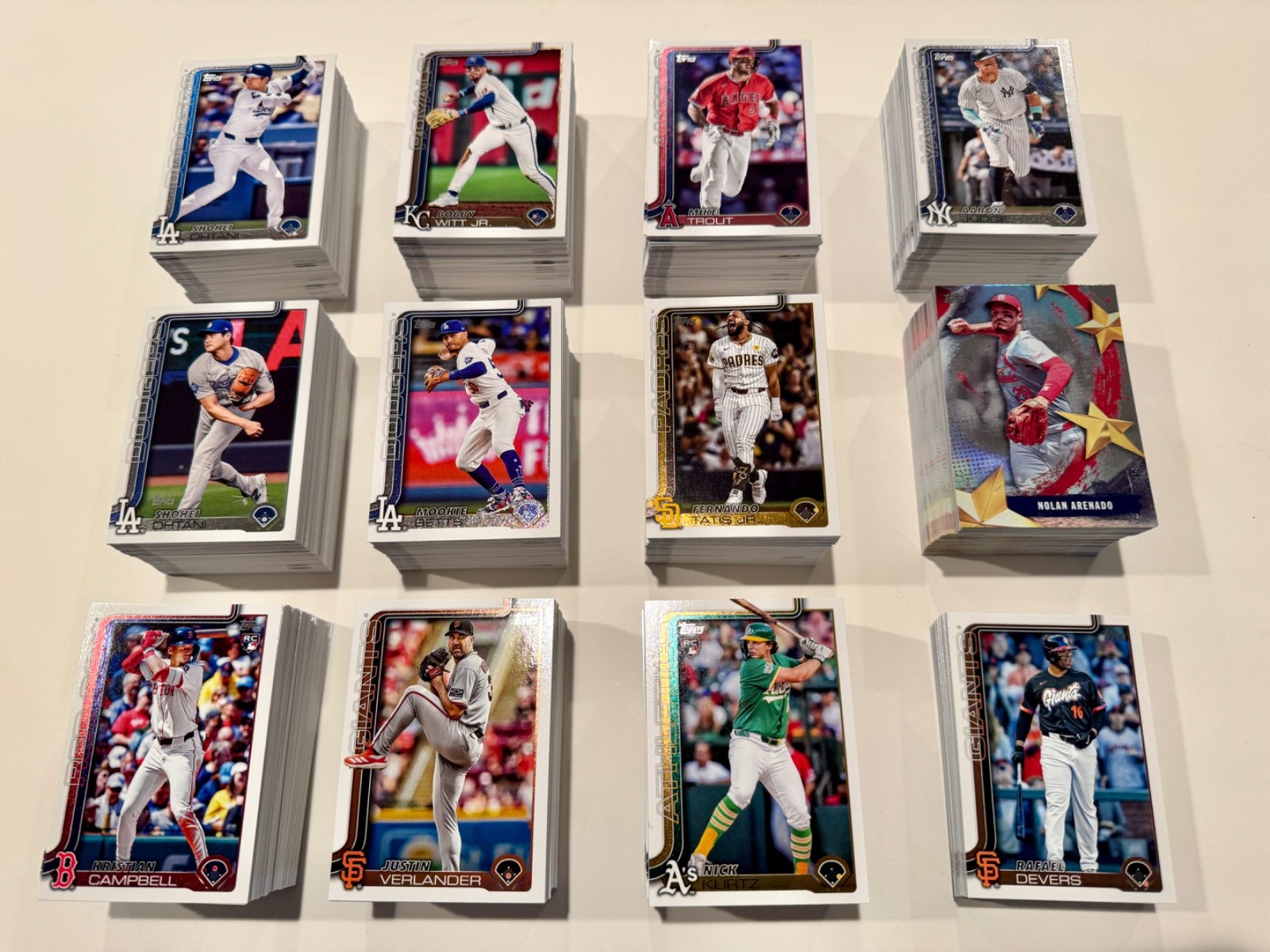 Complete Base Sets 2025 Topps Series 1, 2, Update, Stars Of MLB 1-85= 1135 Cards