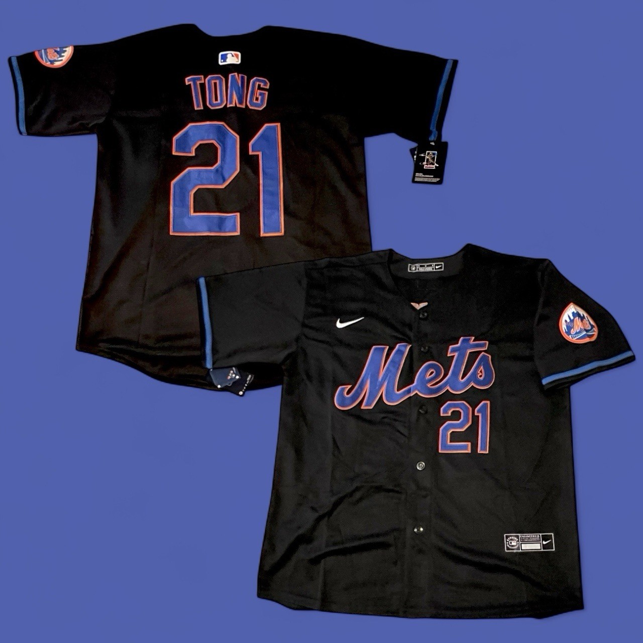 Jonah Tong New York Mets #21 Black Alternate NY Jersey MLB NEW Fully Stitched