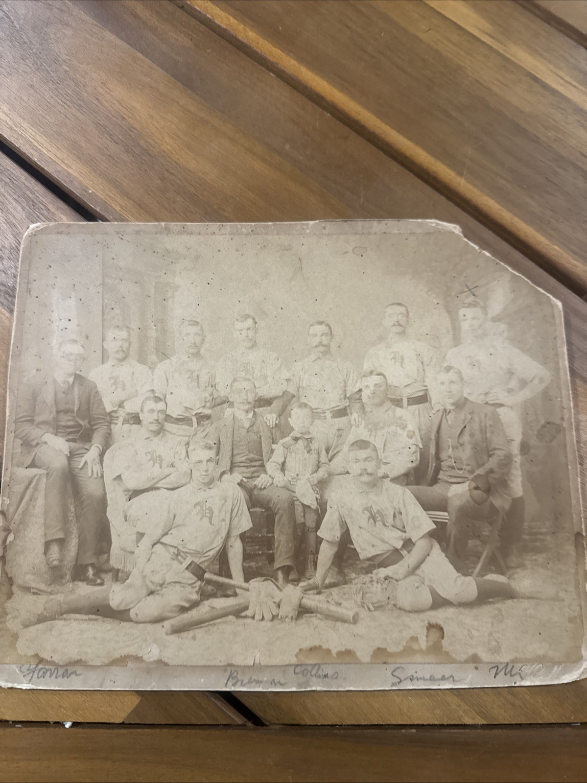 Antique Cabinet Card Photograph Baseball Team 1800s Rare Signed Gloves Bats Team