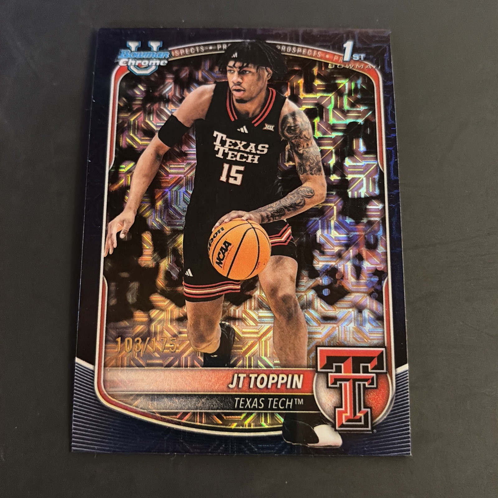 2025-26 Bowman Chrome 1st JT Toppin Navy Mojo Refractor /175