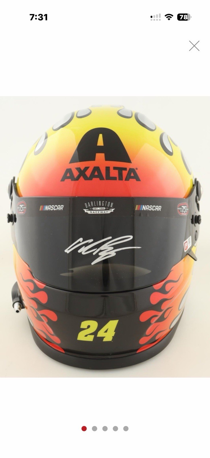William Byron Signed NASCAR Axalta Full-Size Helmet Replica new in box with coa