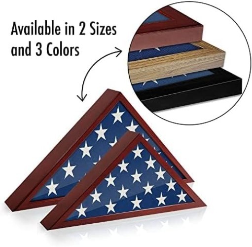 Flag Display Case for Burial Flag Mahogany Wall Mount Folded Flag Holder
