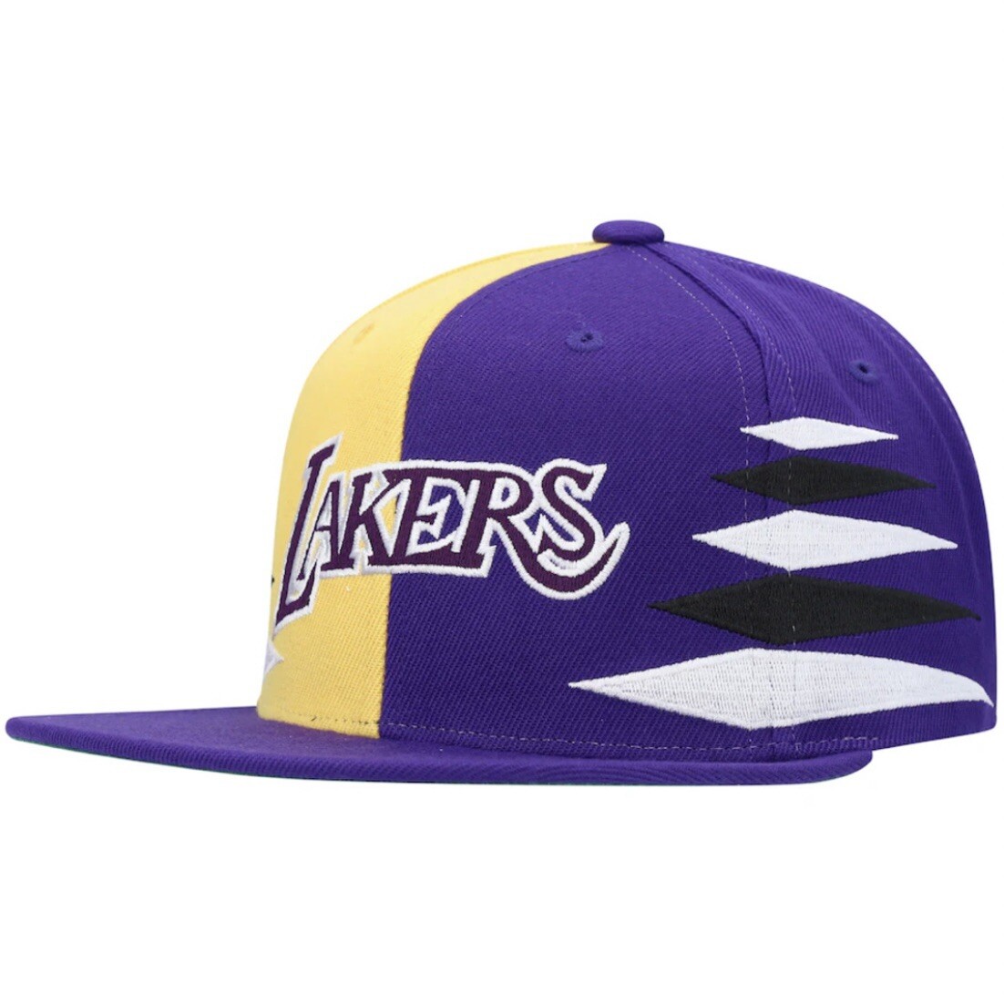 Mitchell & Ness Los Angeles LA Lakers Diamond Cut Purple Yellow Snapback Hat Cap