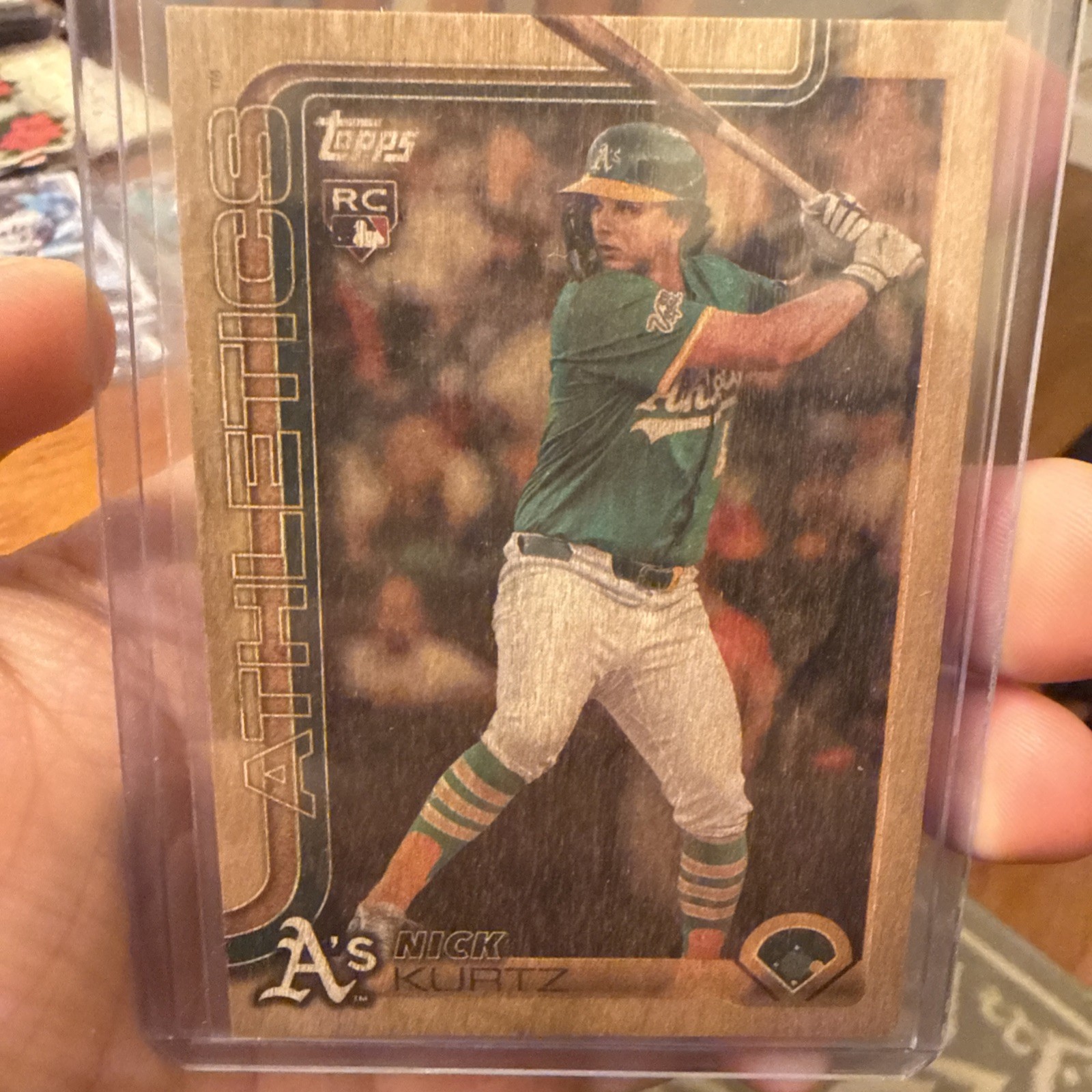 2025 Topps Update Series Nick Kurtz RC #US201 WOOD Parallel /25 Athletics