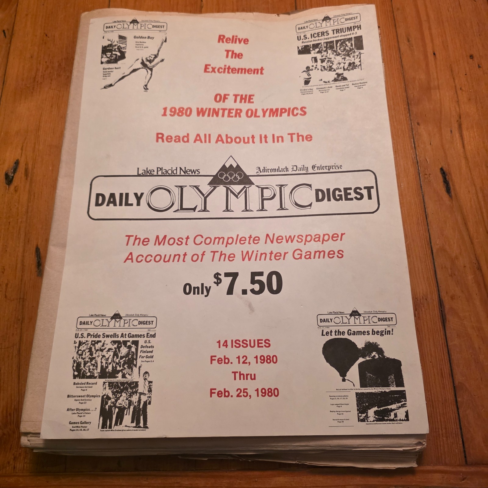 1980 – LAKE PLACID – Winter Olympics – 14 Daily Olympic Digest – Rare Full Set