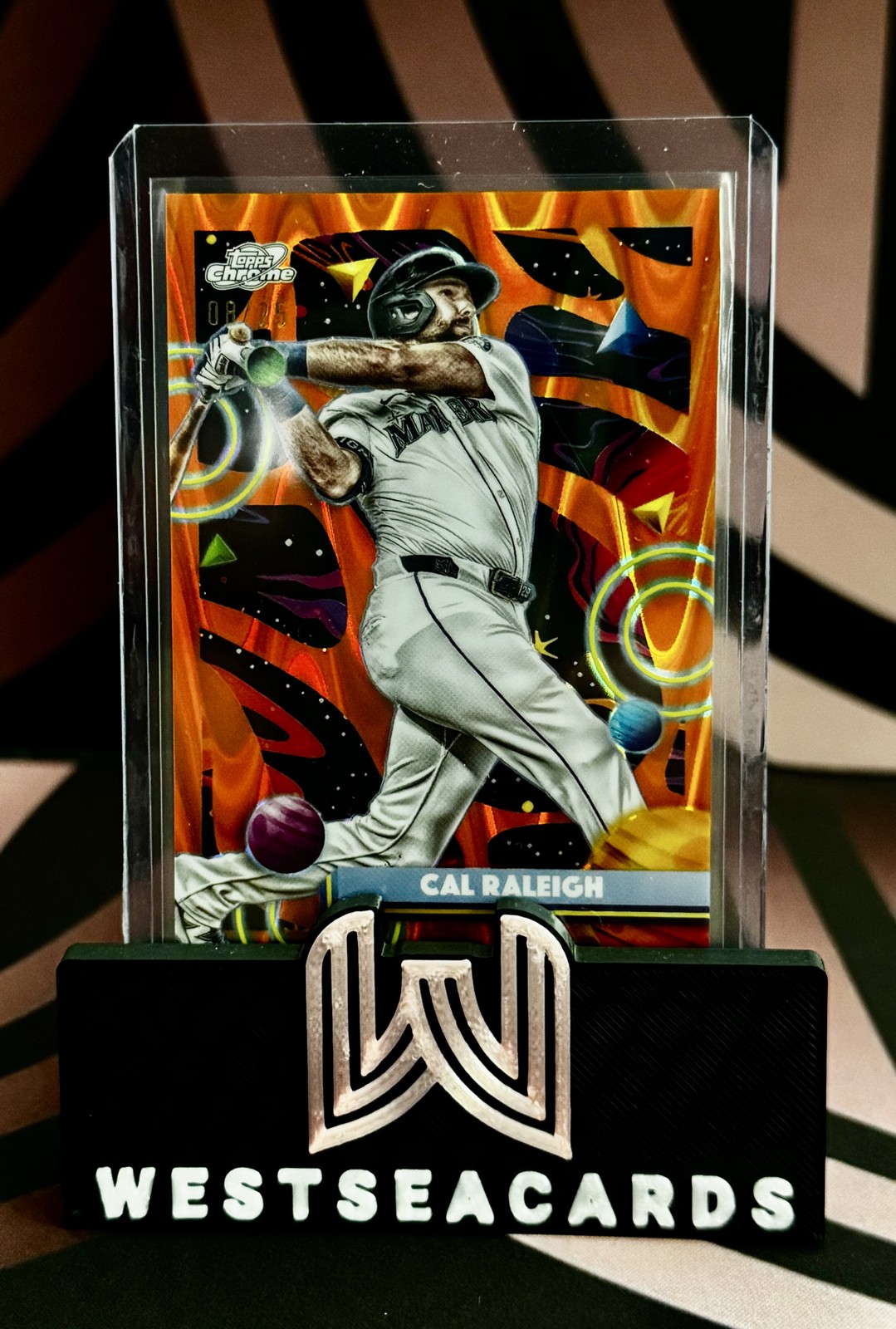 2025 Topps Cosmic Chrome – Cal Raleigh #6 Orange Galactic Refractor /25
